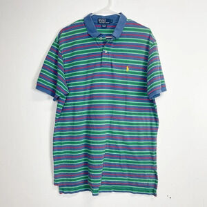 Polo Ralph Lauren Polo Shirt Mens Large Multicolor Striped Short Sleeve Cotton